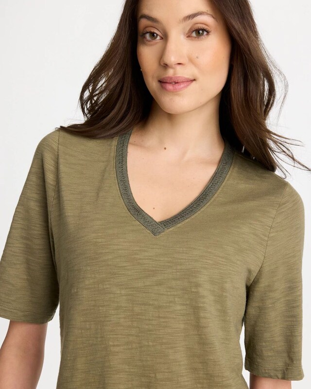 Cotton Slub V-Neck Tee - image 4